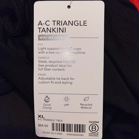 Athleta A-C Triangle Tankini Black NWT Various - Picture 3 of 3
